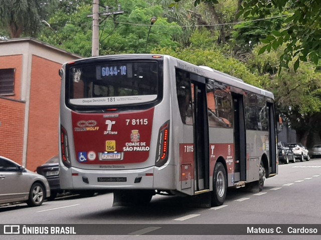 Transwolff Transportes e Turismo 7 8115 na cidade de São Paulo, São Paulo, Brasil, por Mateus C.  Cardoso. Número da foto: #12800035.