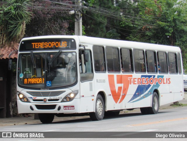 Viação Teresópolis RJ 203.005 na cidade de Teresópolis, Rio de Janeiro, Brasil, por Diego Oliveira. Número da foto: #12804214.