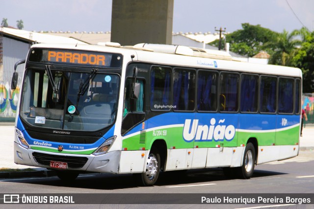 Viação União RJ 204.158 na cidade de Rio de Janeiro, Rio de Janeiro, Brasil, por Paulo Henrique Pereira Borges. Número da foto: #12848793.