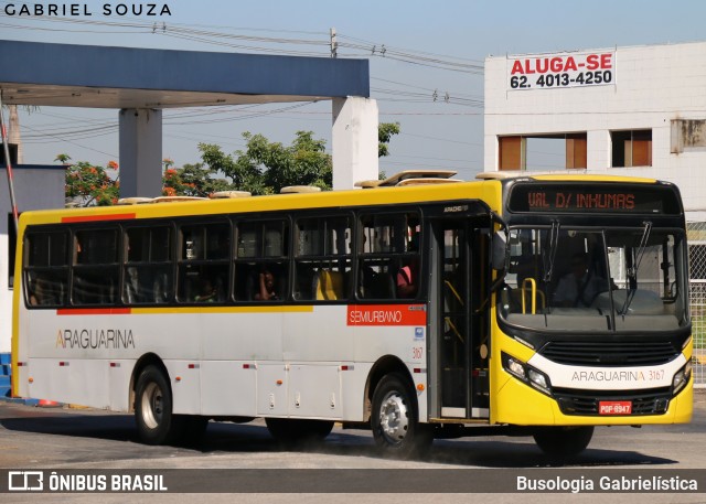 Viação Araguarina 3167 na cidade de Goiânia, Goiás, Brasil, por Busologia Gabrielística. Número da foto: #12848718.