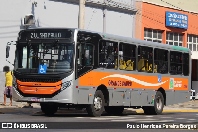 Transportes Coletivos Grande Bauru 2455 na cidade de Bauru, São Paulo, Brasil, por Paulo Henrique Pereira Borges. Número da foto: #12881538.