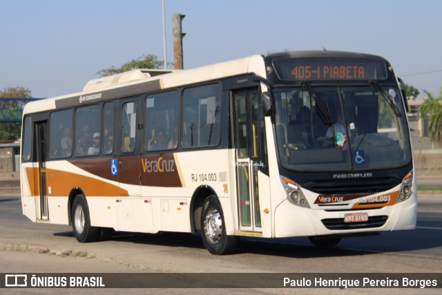 Auto Ônibus Vera Cruz RJ 104.003 na cidade de Duque de Caxias, Rio de Janeiro, Brasil, por Paulo Henrique Pereira Borges. Número da foto: #12884503.
