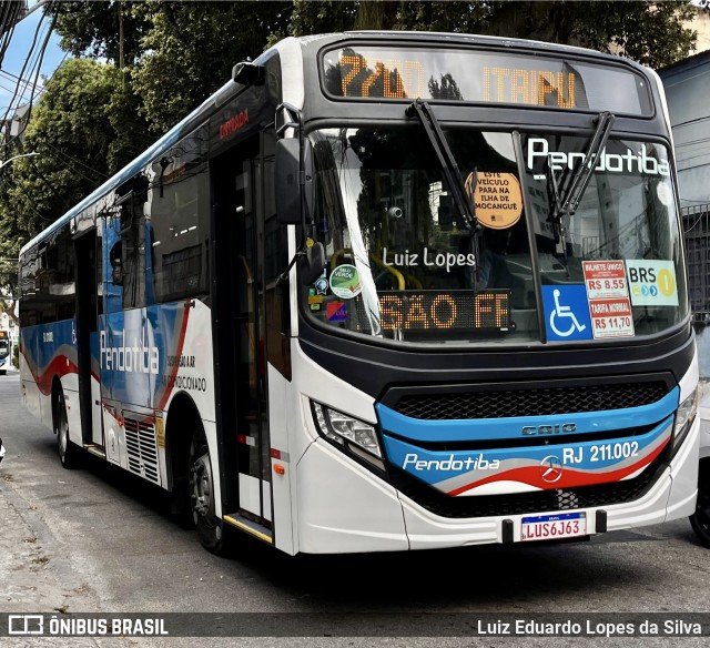 Viação Pendotiba RJ 211.002 na cidade de Niterói, Rio de Janeiro, Brasil, por Luiz Eduardo Lopes da Silva. Número da foto: #12885100.