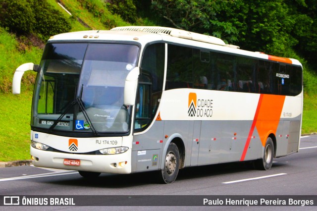 Viação Cidade do Aço RJ 174.109 na cidade de Paracambi, Rio de Janeiro, Brasil, por Paulo Henrique Pereira Borges. Número da foto: #12885373.