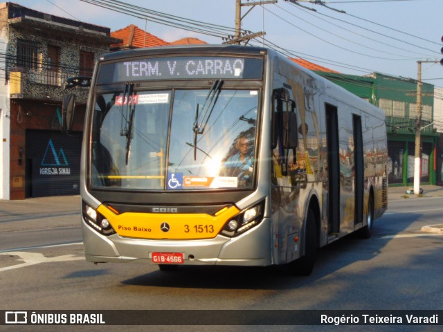 Viação Metrópole Paulista - Zona Leste 3 1513 na cidade de São Paulo, São Paulo, Brasil, por Rogério Teixeira Varadi. Número da foto: #12889700.