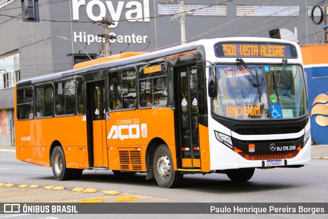 Viação Cidade do Aço RJ 174.206 na cidade de Volta Redonda, Rio de Janeiro, Brasil, por Paulo Henrique Pereira Borges. Número da foto: #12894529.