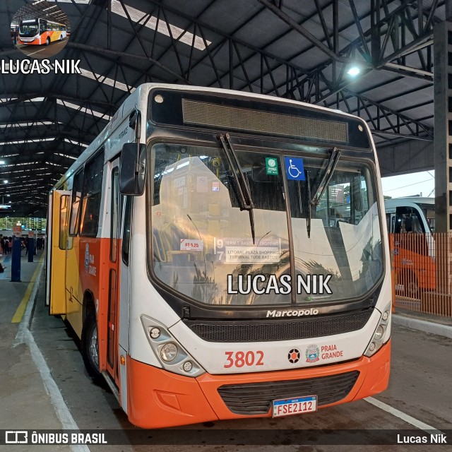 Viação Piracicabana Praia Grande 3802 na cidade de Praia Grande, São Paulo, Brasil, por Lucas Nik. Número da foto: #12851184.