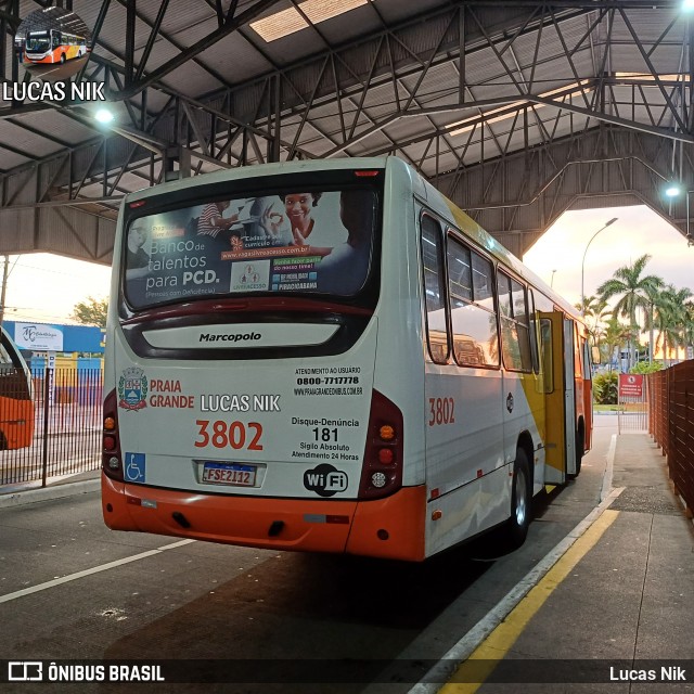 Viação Piracicabana Praia Grande 3802 na cidade de Praia Grande, São Paulo, Brasil, por Lucas Nik. Número da foto: #12851189.
