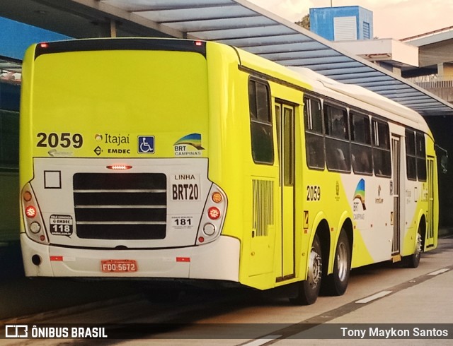 Itajaí Transportes Coletivos 2059 na cidade de Campinas, São Paulo, Brasil, por Tony Maykon Santos. Número da foto: #12853872.