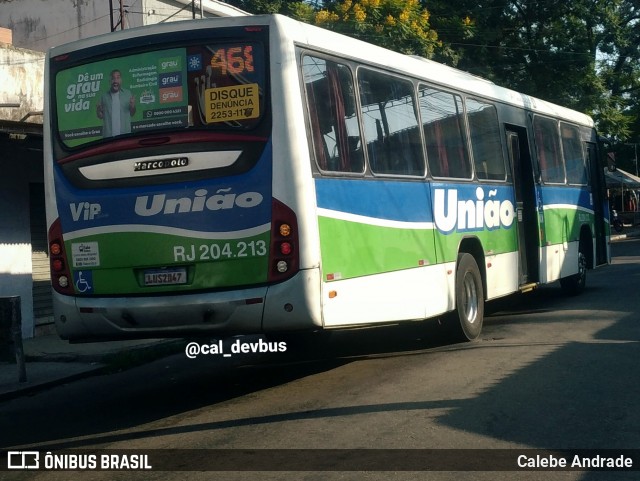 Viação União RJ 204.213 na cidade de Duque de Caxias, Rio de Janeiro, Brasil, por Calebe Andrade. Número da foto: #12850855.