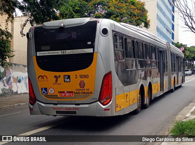 Viação Metrópole Paulista - Zona Leste 3 1090 na cidade de São Paulo, São Paulo, Brasil, por Diego Cardoso da Silva. Número da foto: #12896312.