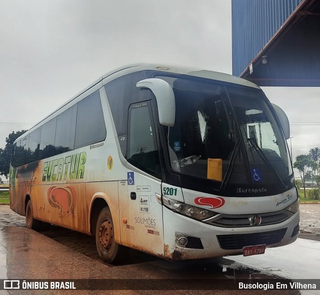 Eucatur - Empresa União Cascavel de Transportes e Turismo 5201 na cidade de Vilhena, Rondônia, Brasil, por Busologia Em Vilhena. Número da foto: #12896404.