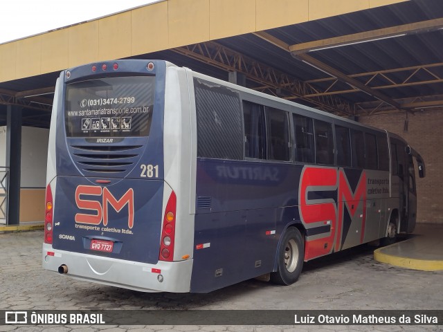 Transporte Coletivo Santa Maria 281 na cidade de Divinópolis, Minas Gerais, Brasil, por Luiz Otavio Matheus da Silva. Número da foto: #12899681.