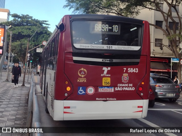 Nova Paineira Transportes Urbanos S.A 7 5843 na cidade de São Paulo, São Paulo, Brasil, por Rafael Lopes de Oliveira. Número da foto: #12905093.