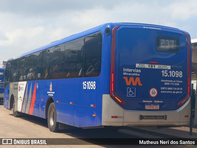Viação Miracatiba 15.1098 na cidade de São Paulo, São Paulo, Brasil, por Matheus Neri dos Santos. Número da foto: #12905606.