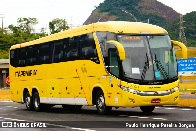 Viação Itapemirim 60051 na cidade de Guarapari, Espírito Santo, Brasil, por Paulo Henrique Pereira Borges. Número da foto: #12907330.