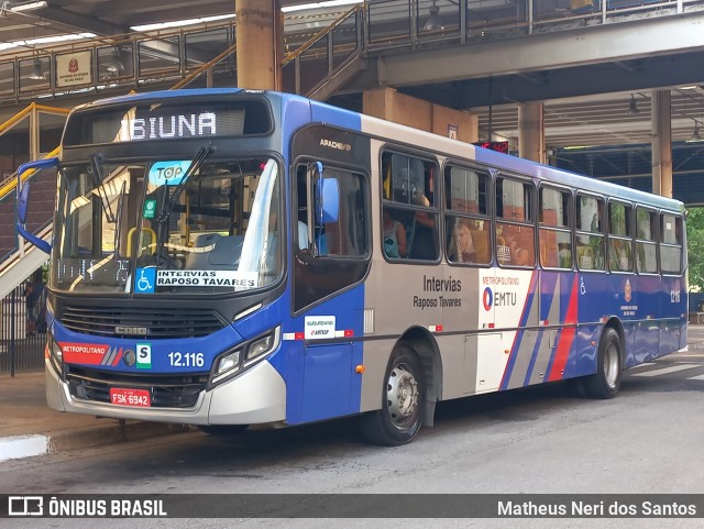 Auto Viação Bragança Metropolitana > Viação Raposo Tavares 12.116 na cidade de Cotia, São Paulo, Brasil, por Matheus Neri dos Santos. Número da foto: #12910475.