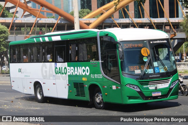 Viação Galo Branco RJ 181.035 na cidade de Rio de Janeiro, Rio de Janeiro, Brasil, por Paulo Henrique Pereira Borges. Número da foto: #12917430.