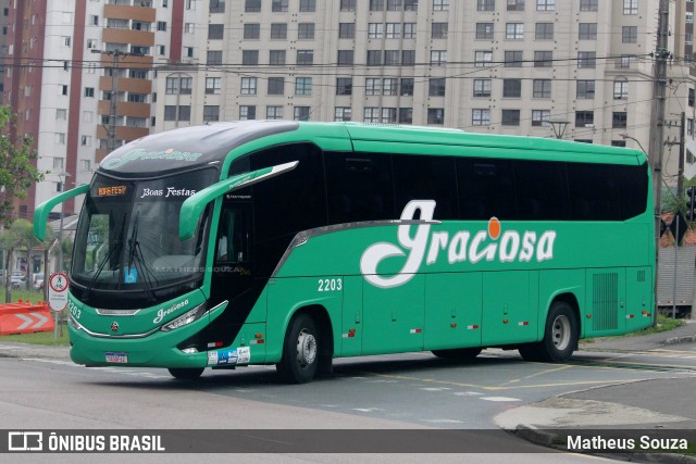 Viação Graciosa 2203 na cidade de Curitiba, Paraná, Brasil, por Matheus Souza. Número da foto: #12917863.