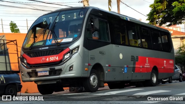 Allibus Transportes 4 5074 na cidade de São Paulo, São Paulo, Brasil, por Cleverson Giraldi. Número da foto: #12918433.