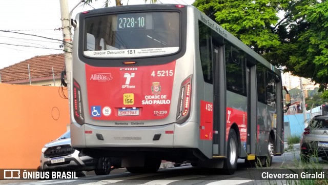 Allibus Transportes 4 5215 na cidade de São Paulo, São Paulo, Brasil, por Cleverson Giraldi. Número da foto: #12918430.