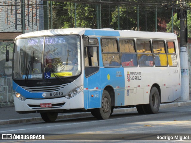 Transwolff Transportes e Turismo 6 6610 na cidade de São Paulo, São Paulo, Brasil, por Rodrigo Miguel. Número da foto: #12922317.