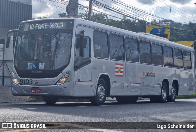 BluMob - Concessionária de Transporte Urbano de Blumenau 9103 na cidade de Blumenau, Santa Catarina, Brasil, por Iago Scheineider. Número da foto: #12920911.