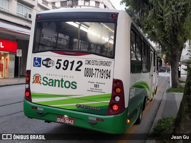 Viação Piracicabana Santos 5912 na cidade de Santos, São Paulo, Brasil, por Jean Gu. Número da foto: #12920738.