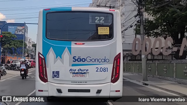 Viação Rio Ouro 2.081 na cidade de São Gonçalo, Rio de Janeiro, Brasil, por Icaro Vicente brandao. Número da foto: #12923352.