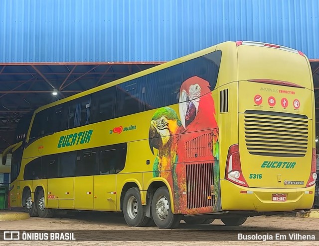 Eucatur - Empresa União Cascavel de Transportes e Turismo 5316 na cidade de Vilhena, Rondônia, Brasil, por Busologia Em Vilhena. Número da foto: #12860079.