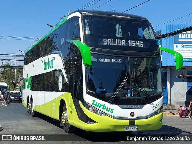 TurBus 3159 na cidade de Estación Central, Santiago, Metropolitana de Santiago, Chile, por Benjamín Tomás Lazo Acuña. Número da foto: #12860715.