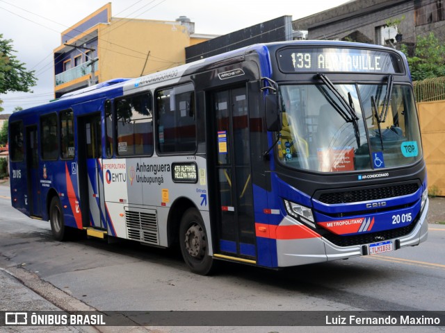 Auto Viação Urubupungá 20.015 na cidade de São Paulo, São Paulo, Brasil, por Luiz Fernando Maximo. Número da foto: #12870552.