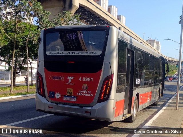 Express Transportes Urbanos Ltda 4 8981 na cidade de São Paulo, São Paulo, Brasil, por Diego Cardoso da Silva. Número da foto: #12869604.