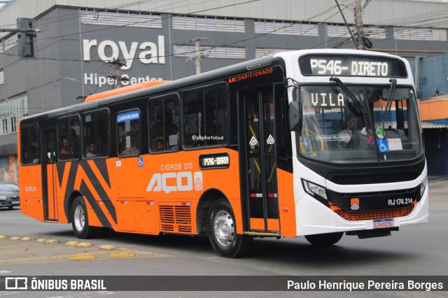 Viação Cidade do Aço RJ 174.214 na cidade de Volta Redonda, Rio de Janeiro, Brasil, por Paulo Henrique Pereira Borges. Número da foto: #12948891.