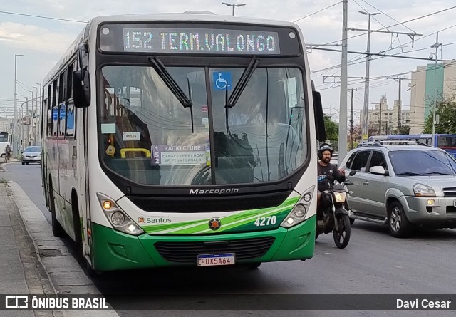 Viação Piracicabana Santos 4270 na cidade de Santos, São Paulo, Brasil, por Davi Cesar. Número da foto: #12948377.