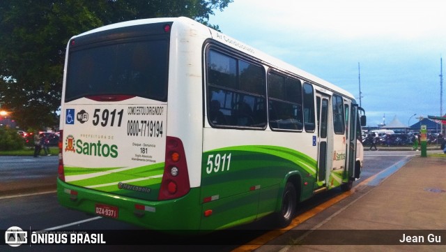 Viação Piracicabana Santos 5911 na cidade de Santos, São Paulo, Brasil, por Jean Gu. Número da foto: #12948050.