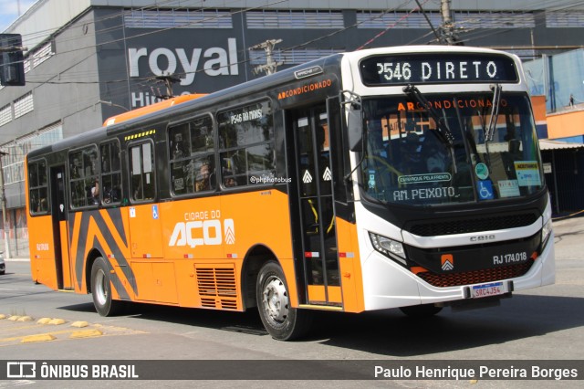 Viação Cidade do Aço RJ 174.018 na cidade de Volta Redonda, Rio de Janeiro, Brasil, por Paulo Henrique Pereira Borges. Número da foto: #12948883.