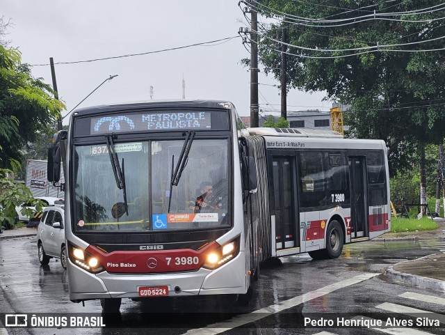 Viação Metrópole Paulista - Zona Sul 7 3980 na cidade de São Paulo, São Paulo, Brasil, por Pedro Henrique Alves Silva. Número da foto: #12952090.