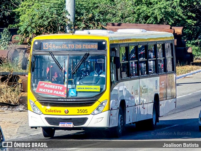 Coletivo Transportes 3505 na cidade de Caruaru, Pernambuco, Brasil, por Joalison Batista. Número da foto: #12954932.