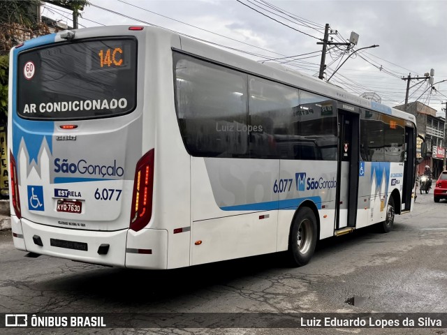 Viação Estrela 6.077 na cidade de São Gonçalo, Rio de Janeiro, Brasil, por Luiz Eduardo Lopes da Silva. Número da foto: #12968692.