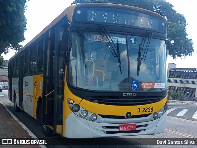 Viação Metrópole Paulista - Zona Leste 3 2830 na cidade de São Paulo, São Paulo, Brasil, por Davi Santos Silva. Número da foto: #12982068.