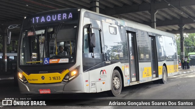 Viação Metrópole Paulista - Zona Leste 3 1633 na cidade de São Paulo, São Paulo, Brasil, por Adriano Gonçalves Soares Dos Santos. Número da foto: #12984060.