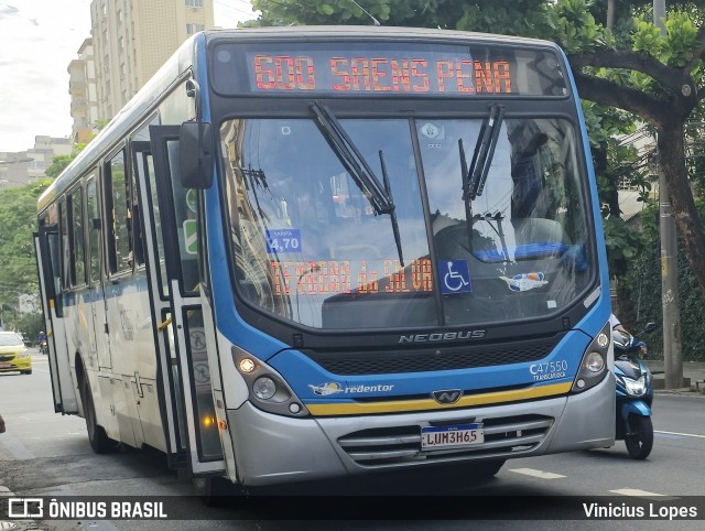 Viação Redentor C47550 na cidade de Rio de Janeiro, Rio de Janeiro, Brasil, por Vinicius Lopes. Número da foto: #12990106.