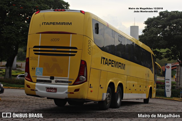 Viação Itapemirim 60019 na cidade de João Monlevade, Minas Gerais, Brasil, por Mairo de Magalhães. Número da foto: #12989660.