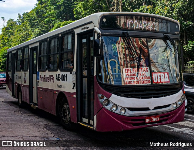 Transurb AE-001 na cidade de Belém, Pará, Brasil, por Matheus Rodrigues. Número da foto: #12996579.