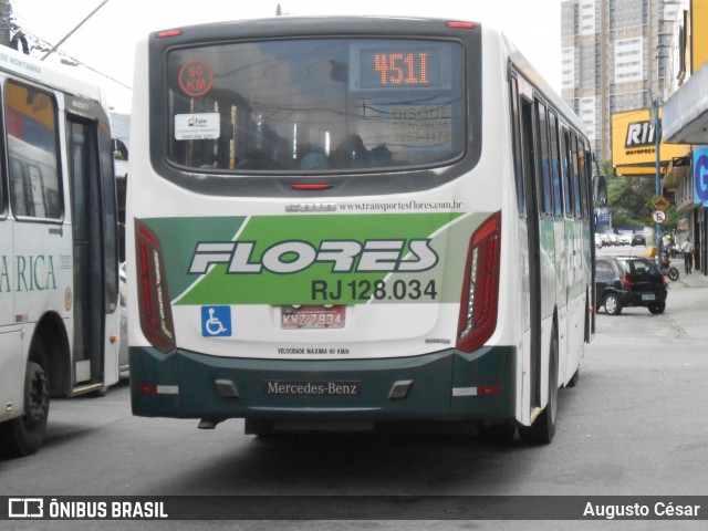 Transportes Flores RJ 128.034 na cidade de Nova Iguaçu, Rio de Janeiro, Brasil, por Augusto César. Número da foto: #12998545.