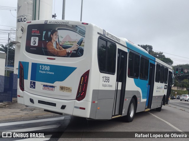 VUG - Viação Urbana Guarulhos 1398 na cidade de Guarulhos, São Paulo, Brasil, por Rafael Lopes de Oliveira. Número da foto: #12929963.