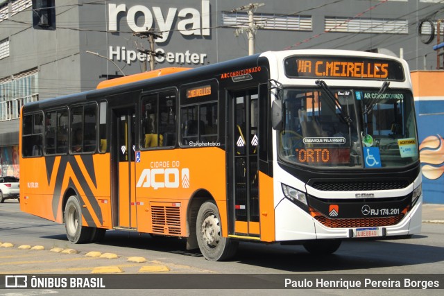 Viação Cidade do Aço RJ 174.201 na cidade de Volta Redonda, Rio de Janeiro, Brasil, por Paulo Henrique Pereira Borges. Número da foto: #12931055.