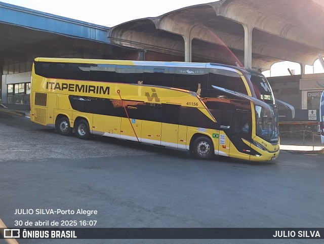 Viação Nova Itapemirim 41156 na cidade de Porto Alegre, Rio Grande do Sul, Brasil, por JULIO SILVA. Número da foto: #13005636.