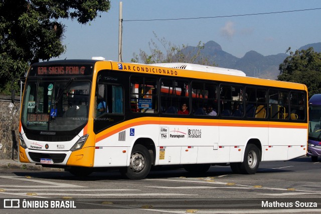 Transportes Paranapuan B10016 na cidade de Rio de Janeiro, Rio de Janeiro, Brasil, por Matheus Souza. Número da foto: #12936614.